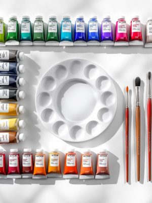 premium acrylic paint set with palette and brushes